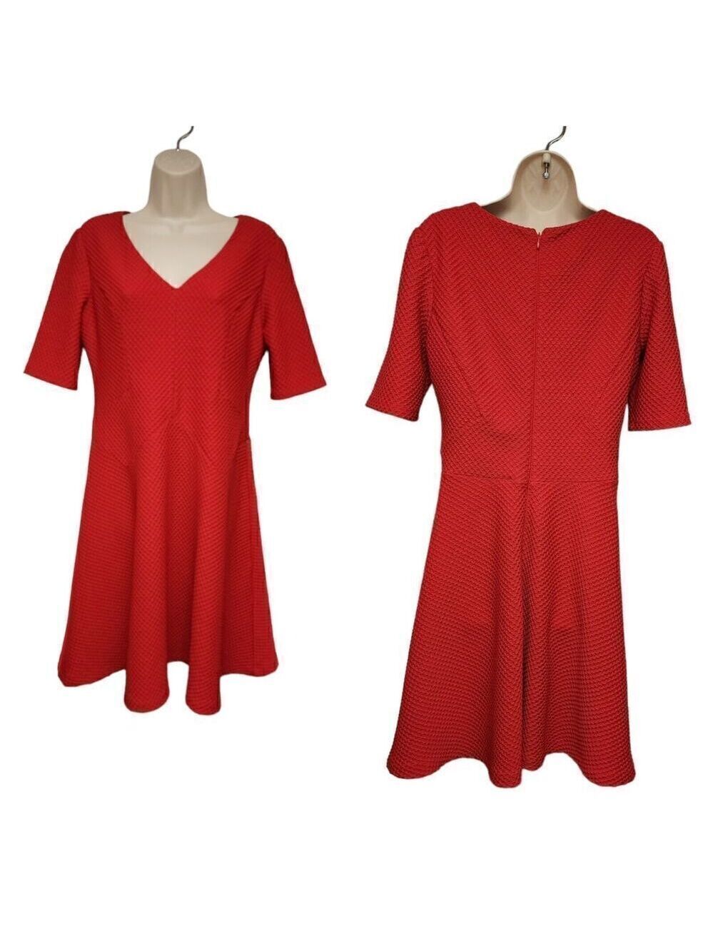 London Times V-Neck Short Sleeve Red Dress Size US 8